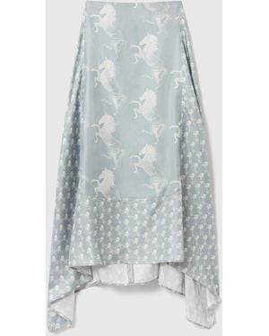 Stella McCartney Horse Print Silk Midi Skirt - Blue