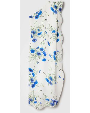 Stella McCartney Floral Print Hammered Silk Asymmetric Cocktail Dress - Blue