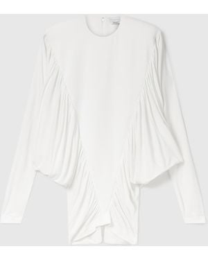 Stella McCartney Pleated Crewneck Long-sleeve Mini Dress - White