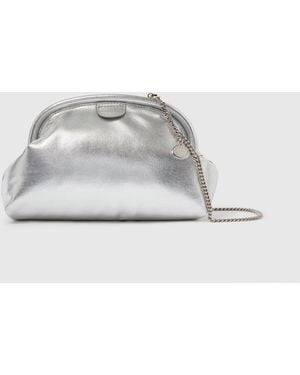 Stella McCartney Falabella Padded Metallic Soft Clutch With Chain - White