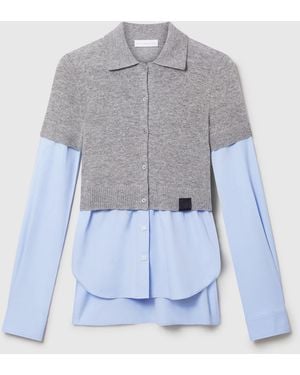 Stella McCartney Hybrid Knit Shirt Cardigan - Blue