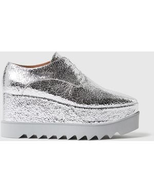 Stella McCartney Elyse Metallic Crackled Platform Shoes - White