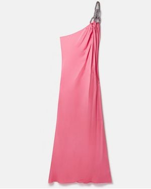 Stella McCartney Falabella Crystal Chain Double Satin One-shoulder Gown - Pink