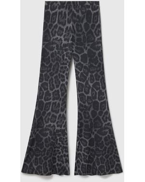 Stella McCartney Leopard-Print Mid-Rise Flared Trousers - Grey