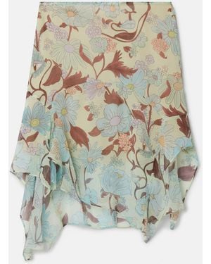 Stella McCartney Lady Garden Print Silk Chiffon Skirt - White