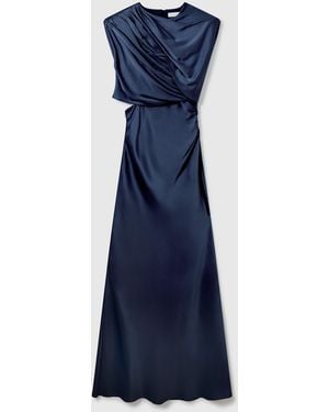 Stella McCartney Satin Wrapped Short-Sleeve Maxi Dress - Blue