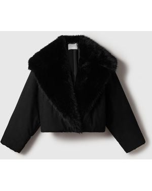 Stella McCartney Vegan Plush Bomber Jacket - Black