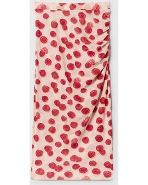 Stella McCartney Raspberry Print Mesh Midi Skirt - Red