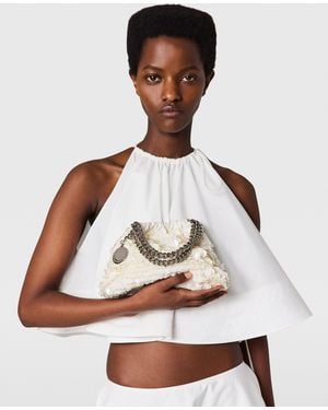Stella McCartney Falabella Mini Sequin-Embellished Drawstring Bag - White