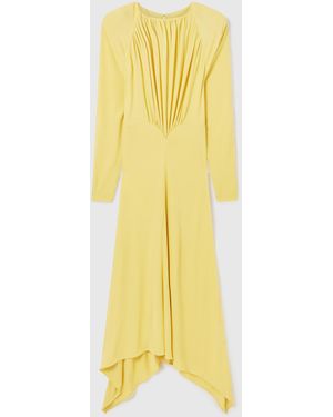 Stella McCartney Pleated Jersey Long-Sleeve Maxi Dress - Yellow