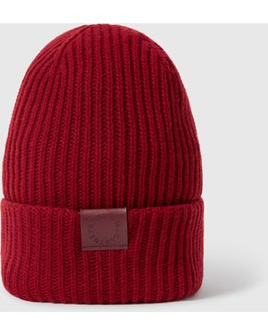 Stella McCartney Ribbed Logo Beanie - Red