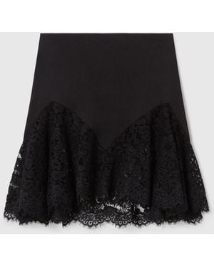 Stella McCartney Lace-trimmed Satin Skirt - Black