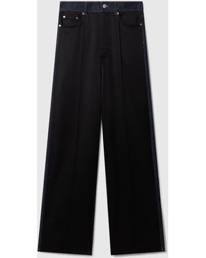 Stella McCartney Wide-Leg Satin-Panel Denim Jeans - Black