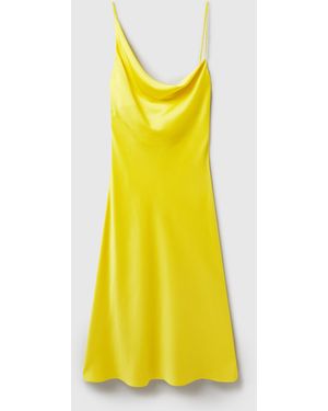 Stella McCartney Cowl Neck Slip Satin Dress - Yellow