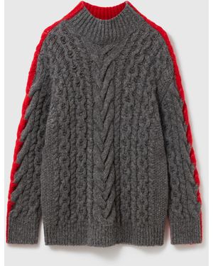 Stella McCartney Laced Sleeves Cableknit Turtleneck Jumper - Red