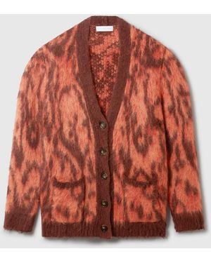 Stella McCartney Cloud Leopard V-neck Cardigan - Orange