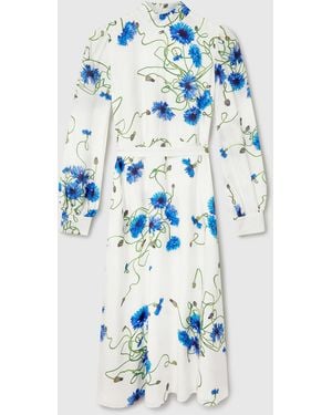 Stella McCartney Floral Print High Neck Dress - Blue