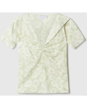 Stella McCartney Daisy Print Cap-sleeve Top - Natural