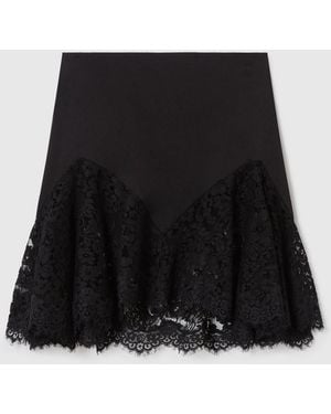Stella McCartney Lace-trimmed Satin Skirt - Black