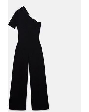 Stella McCartney Compact Knit One-Shoulder Jumpsuit - Black