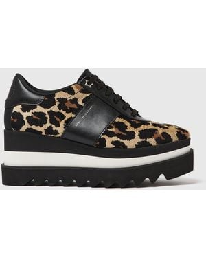 Stella McCartney Sneak-Elyse Leopard Platform Trainers - Black