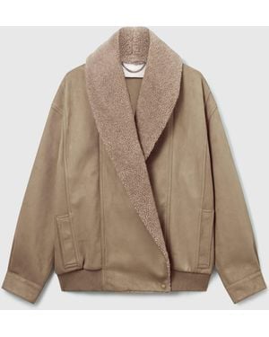 Stella McCartney Vegan Suede Plush-trimmed Jacket - Natural
