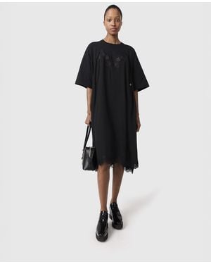 Stella McCartney Lace Insert Short Sleeve Maxi Dress - Black