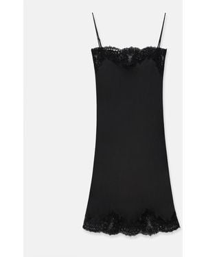 Stella McCartney Sleeveless Lace Satin Midi Dress - Black