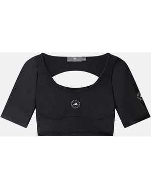 Stella McCartney Truelife Scoop Neck Crop Top - Black