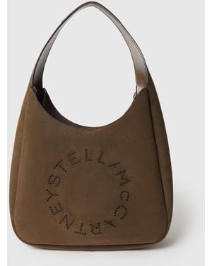 Stella McCartney Logo Suede Large Hobo Bag - Brown