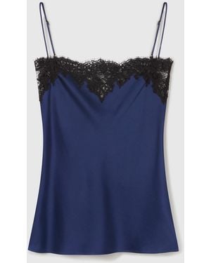 Stella McCartney Lace-Trim Satin Top - Blue