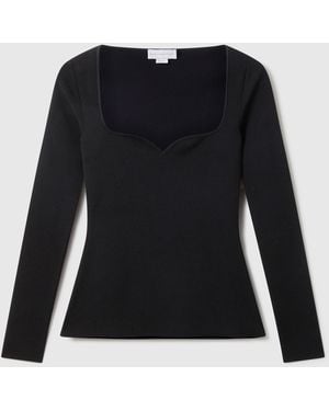 Stella McCartney Compact Knit Long Sleeve Top - Black