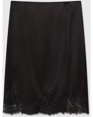 Stella McCartney Lace Satin Midi Skirt - Black