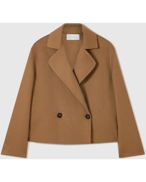 Stella McCartney Double-Breasted Cropped Peacoat Jacket - Brown