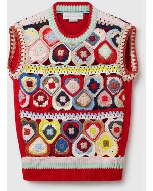Stella McCartney Hand-crocheted Heart Vest - Red