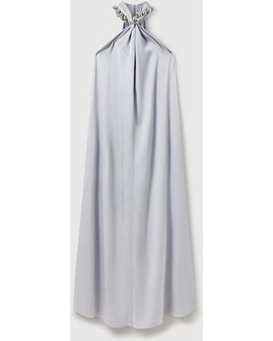 Stella McCartney Ball-Chain Halterneck Satin Maxi Dress - White
