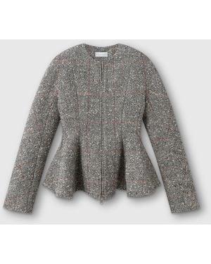 Stella McCartney Speckled Peplum Wool Jacket - Grey
