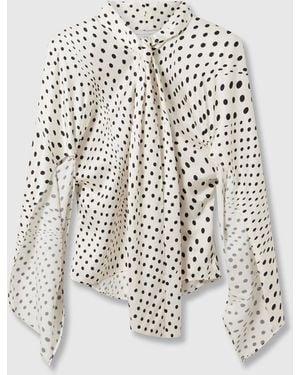 Stella McCartney Tie-Neck Polka Dot Viscose Shirt - White