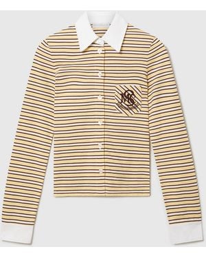 Stella McCartney Stripe Crest-Embroidered Polo - Natural