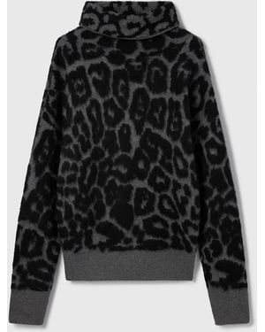 Stella McCartney Leopard Jacquard Turtleneck Jumper - Black