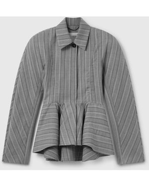 Stella McCartney Striped Tailored Peplum Jacket - Grey