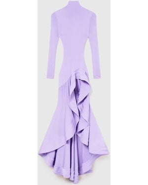 Stella McCartney Crepe Jersey Frill Cocktail Dress - Purple
