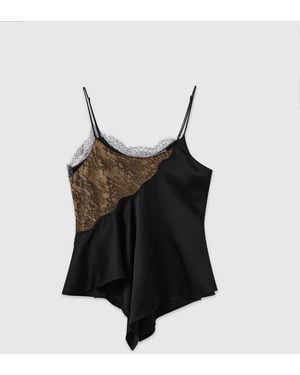 Stella McCartney Lace-Trim Satin Cami Top - Black