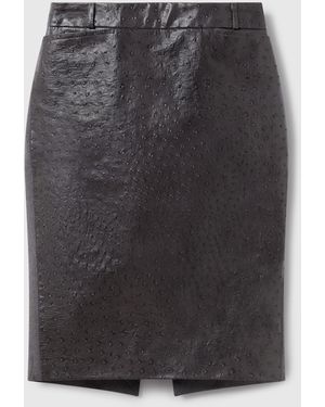 Stella McCartney Ostrich Texture Midi Skirt - Grey