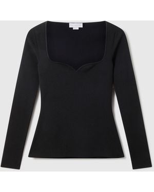 Stella McCartney Compact Knit Long Sleeve Top - Black