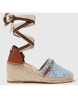 Stella McCartney Gaia Bouclé Platform Espadrille Wedges - White