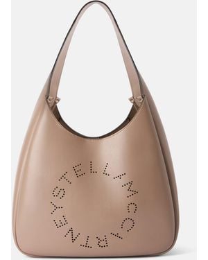 Stella McCartney Logo Slouchy Hobo Tote Bag, , Moss - Natural