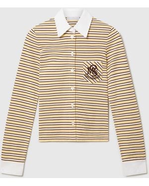 Stella McCartney Stripe Crest-Embroidered Polo - Natural