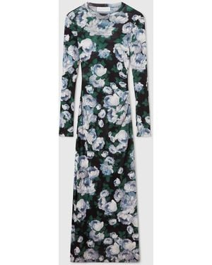 Stella McCartney Floral Long-Sleeve Mesh Midi Dress - Multicolour