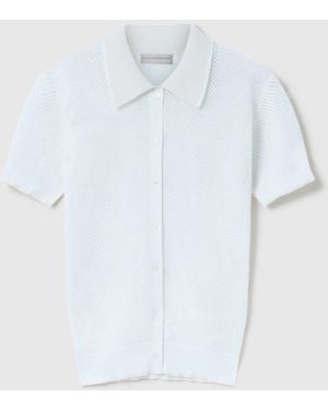 Stella McCartney Sheer Crochet Short-Sleeve Shirt - White